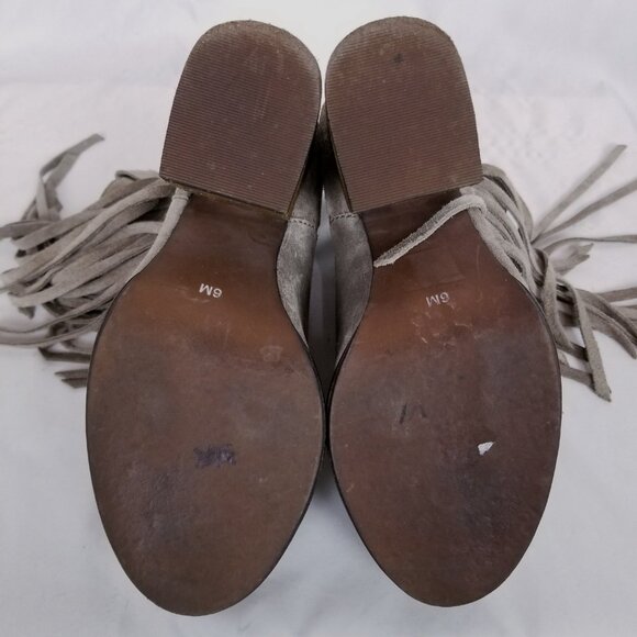 Jeffrey Campbell Bronco Suede Fringe Boots Taupe Sz 6 - Picture 8 of 11